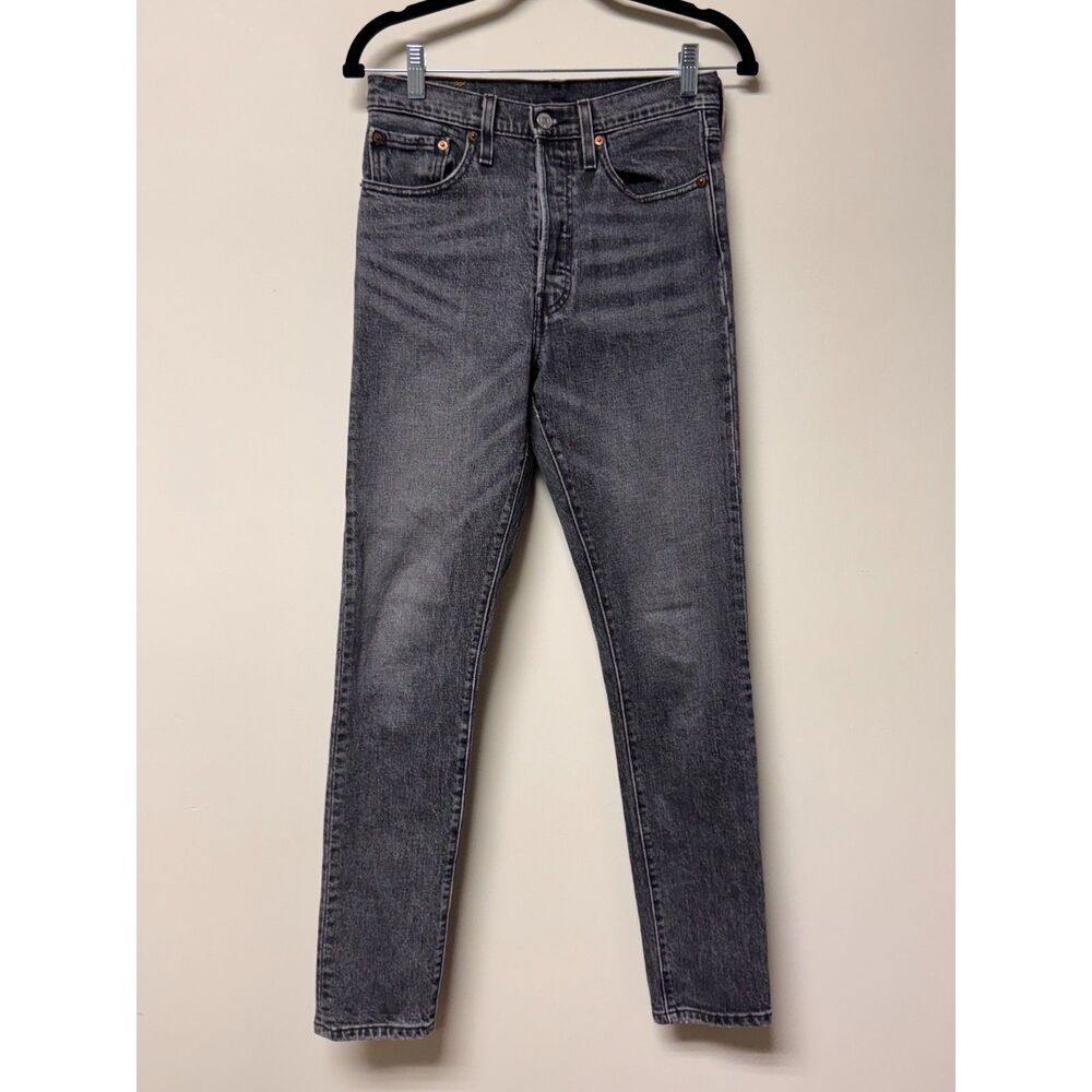 LEVI'S 501 Straight Leg Charcoal/Black Wash Blank Red Tab Jeans, 26x30